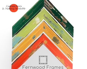 Rustic Painted Wood Picture Frame: Colorful Weathered Decor