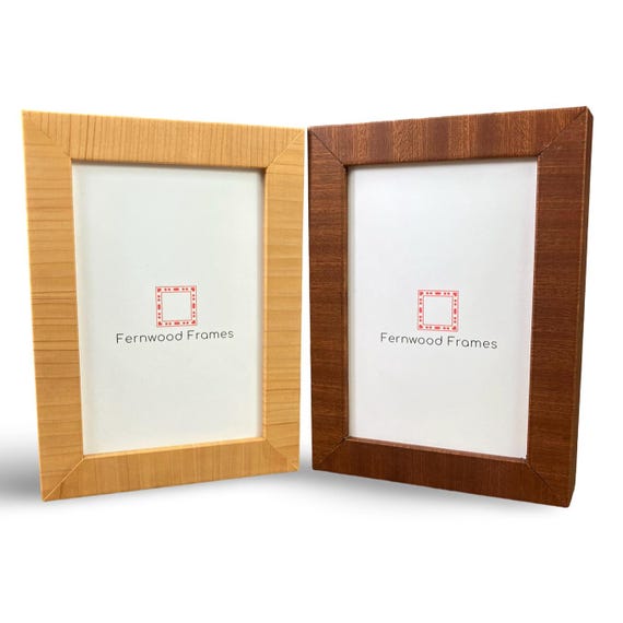 Solid Wood Picture Frame – Mid-Century Modern Wood Veneer Photo Frame, Custom Sizes, Wall or Tabletop Art Frame, Home Décor, 4x6, 5x7, 8x10