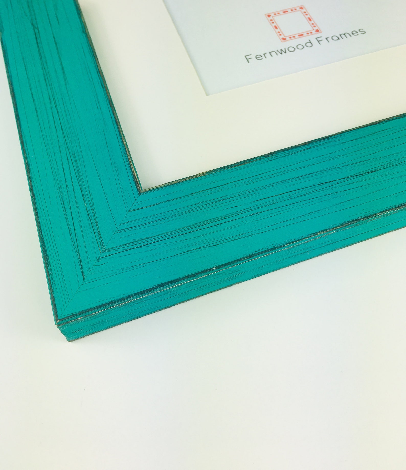 Rustic Teal Picture Frame With Single Opening White Mat Etsy UK