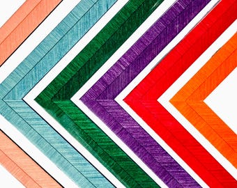 Herringbone Picture Frame: Glossy Eclectic Photo Frame, Colorful Wood