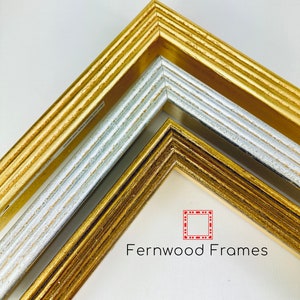 Mid Century Shadow Box Picture Frame: Gilded Gold, Silver, Bronze