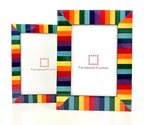 Rainbow Striped Lacquer Picture Frames