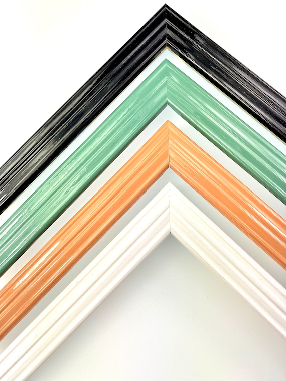Retro Glossy Colored Picture Frames Vintage Frames in Black, Light Green, Orange, White 4x6 5x7 8x10 Photo Frame Custom Sizes
