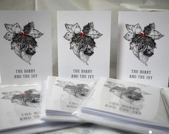 Pack of 5 Bat inspired Christmas Cards featuring a new bat illustration by Liz for 2023