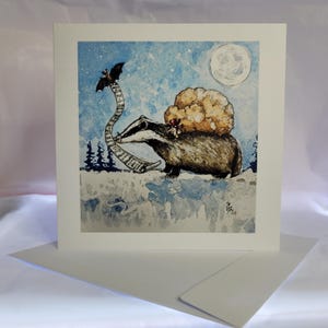 Confezione da 5 biglietti di auguri natalizi ispirati ai pipistrelli con un nuovo design originale di Liz Vinson