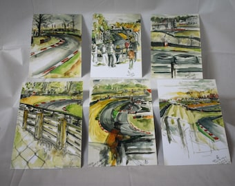 Brands Hatch Racing Circuit Trackside Paintings A6 Postcards