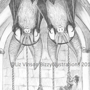 Scheda A5 con illustrazione originale di un pipistrello "Trasferisciti nel paese che hanno detto"