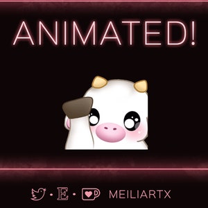 ÉMOTE ANIMÉ Vache blanche Kawaii Salut vague // Twitch - Discord - Stream !