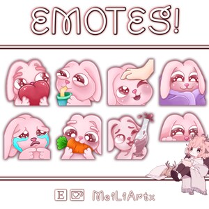 EMOTE SET Kawaii Pink Bunnies // Twitch - Discord - Stream!