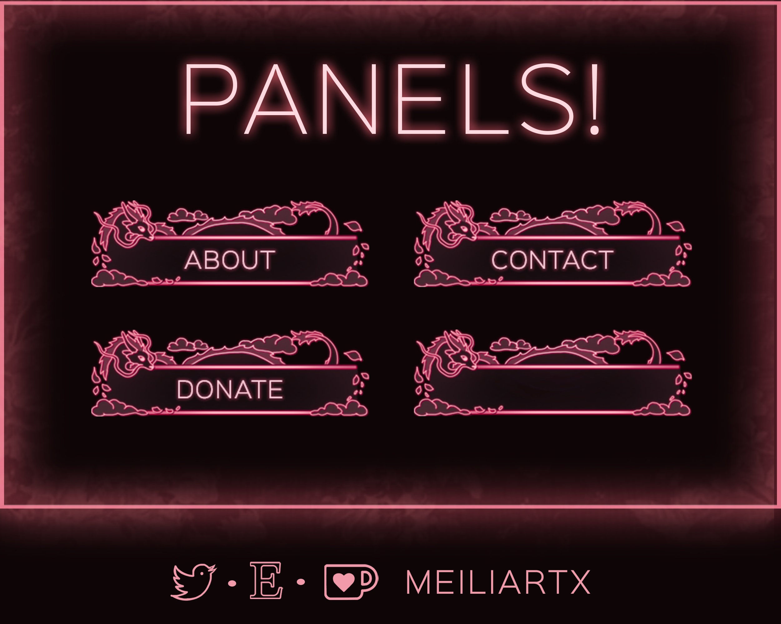 STREAM PANELEN Neon Roze Rose Serpent Dragon Fantasy Clouds, Streamer ...