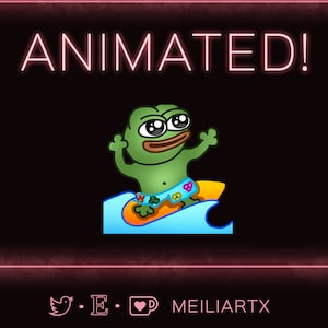 ANIMATIERTER EMOTE Sommer Pepe Surf Frosch Meme // Twitch - Discord - Stream!