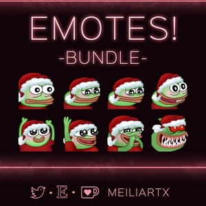 KERST EMOTE SET Kerstmuts Pepes Meme Kikker Schattig // Twitch - Discord - Stream!