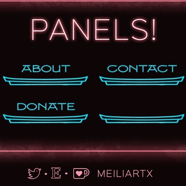 STREAM PANELS Neon Blue Tori Gate Japanese Asian, Streamer Graphics // Twitch - Stream!