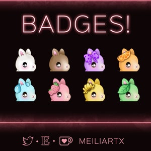 SUB & BIT BADGES Kawaii Fruit Bunnies // Bit - Subscriber - Cheer - Loyalty - Emotes - Stream!