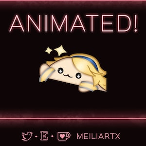 May include: Animated! A cartoon illustration of a yellow and white character with a blue headband, sparkling stars, and the text "ANIMATED!" in pink neon letters.