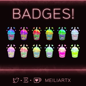 BADGES SUB & BIT Tasses à thé Boba vibrantes // Twitch - Badges - Emotes - Stream !