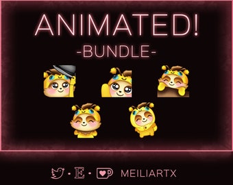 ANIMATED EMOTE SET Beemo Bundle Tap Hi Wave Wiggle Spin League of Legends Cute Bee // Twitch - Discord - Stream!