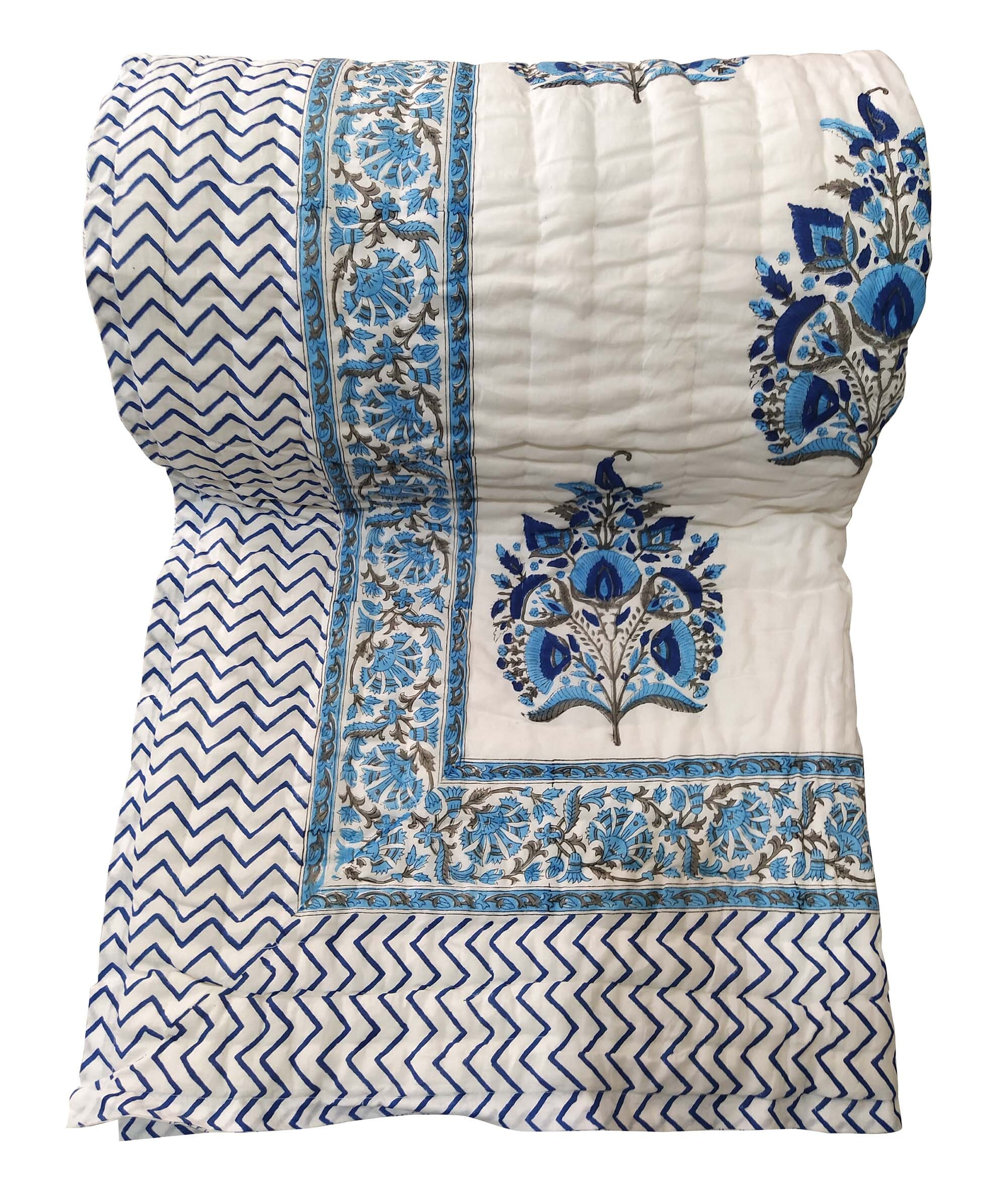 Indian Floral Printed Quilt Handmade Cotton Bedding Jaipuri Etsy UK