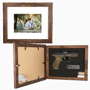 Concealment Picture Frame, 8x10 or 5x7 Hidden Gun Storage, Wooden Wall Hanging Gun Case, Concealment Furniture, Hidden Compartment Lock Box