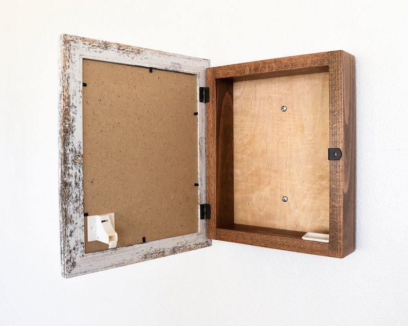 Concealment Picture Frame, 8x10 or 5x7 Hidden Gun Storage, Wooden Wall Hanging Gun Case, Concealment Furniture, Hidden Compartment Lock Box image 4