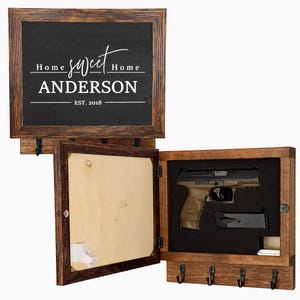 Personalized Last Name Key Holder, Hidden Gun Storage, Secret Gun Concealment, Hidden Compartment Lock Box, Custom Gun Case Wedding Gift