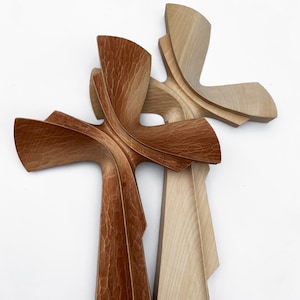 Wooden Cross for Wall, Large Wall Cross, Carved Cross, Hanging Cross, Wooden Gift Cross, Modern Catholic Crucifix, Home Office Cross