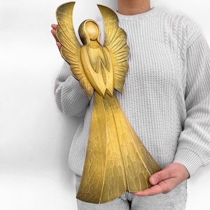 Wooden Wall Angel, Angel Hanging, Carved Angel, Rustic Angel, Angel Wall Art, Large Wood Angel, Angel figurines
