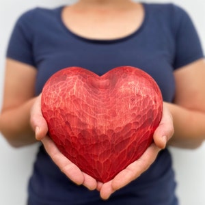 Large Wooden Heart, Hand Carved Heart, Heart Unfinished, Valentine Wood Craft, 3d Wood Heart, Wood Girlfriend gift, Heart Table Decor
