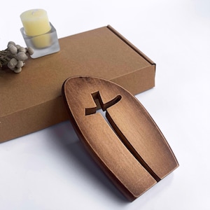 Small Standing Cross, Solid Wood Christian Cross for Home Decor, Cross for Altar, Rustic Religious Gifts, Church Decoration Spiritual Symbol