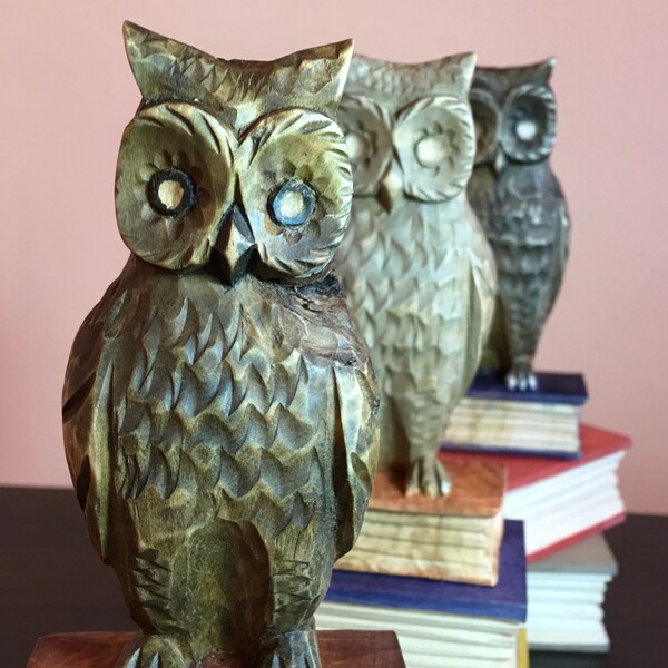 Carved Wood Owl Etsy