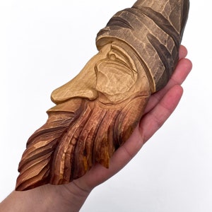 Carved Wall Figure, Handcrafted Spirit, Fantasy Sculpture, Wood Face Wall Art, Vintage Wood Face, Woodcarving Art
