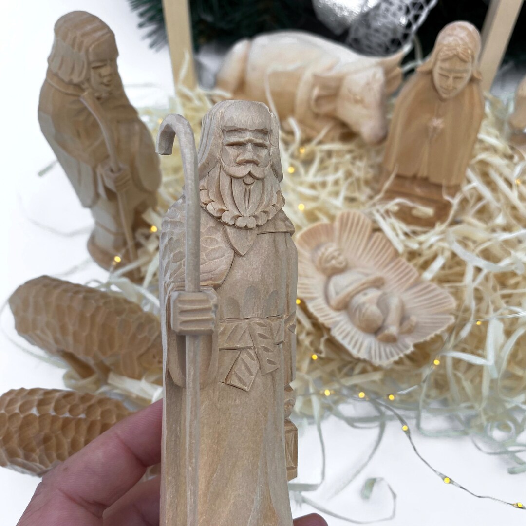 Wooden Christmas Nativity Set, Hand Carved Nativity, Nativity Bethlehem