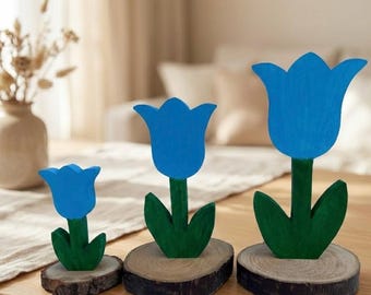 オランダ　木製チューリップの花束（緑の花瓶付き） 全国送料無料ギフト オランダ 木製チューリップの花束（緑の花瓶付き