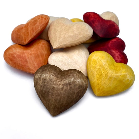  Valentine's Day Heart Wood Decor, Wooden Painted Hearts,  Unfinished Wood Hearts, Carved Wood Heart, Small Wooden Hearts 2 inch, Set  of 20 Pieces (brown) : Handmade Products