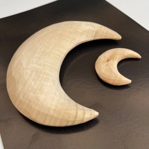 Hölzerner handgeschnitzter Mond, unvollendeter kleiner Mond, Halbmond und Sterne 3d, Dekor für abgestuftes Tablett, DIY Handwerk für Regaldekorationen