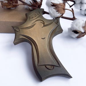 Hölzernes rustikales kleines Wand-Kreuzdekor, christliche Geschenkkunst, Zahlung