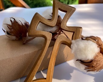 Cruz tallada a mano, crucifijo de pared, cruces decorativas, decoración cristiana moderna única, colgante de puerta con cruz religiosa para el hogar