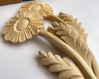 Wooden Daisy, Carved Wood Flower for Wall, Small 3D Hanging Rustic Decor, Wood Floral Wall Art