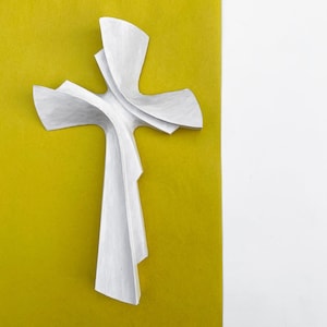 White Wooden Cross, Wall Hanging Cross, Nursery Cross, Modern Cross Decor, Hand Carved Cross, Christian Gifts Kids, Crucifix Catholic