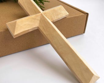 Cruz primitiva de madera tallada para pared, pequeño crucifijo católico para colgar, cruz de oración rústica, regalo cristiano para el hogar.