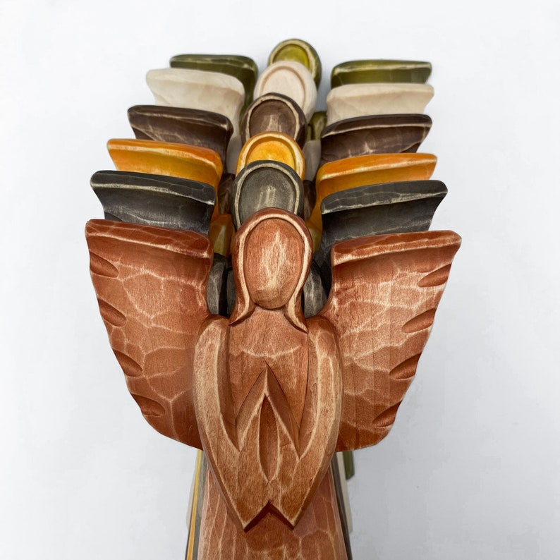 Wooden Wall Angel, Hand Carved Farmhouse Decor, Religious Gift Hanging ...