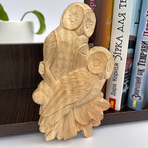 Wooden Hanging Owl Wall Art, Carved Owl Statue, Rustic Bird Figurine, Night Owl Decoration, Owl Gift Ideas