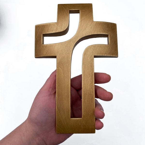 Wooden Cross Large, Wood Cross Wall Art, Modern Cross, Cut out cross, Catholic Crucifix, Hand carved wood Cross