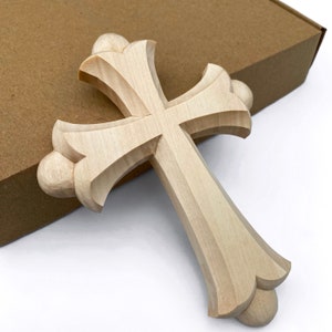 Holzkreuz Wand, unfertiges Kreuz, geschnitztes Holzkreuz, rustikales Kreuz klein, Holzkreuz Wandkunst, modernes Kruzifix religiöses Geschenk