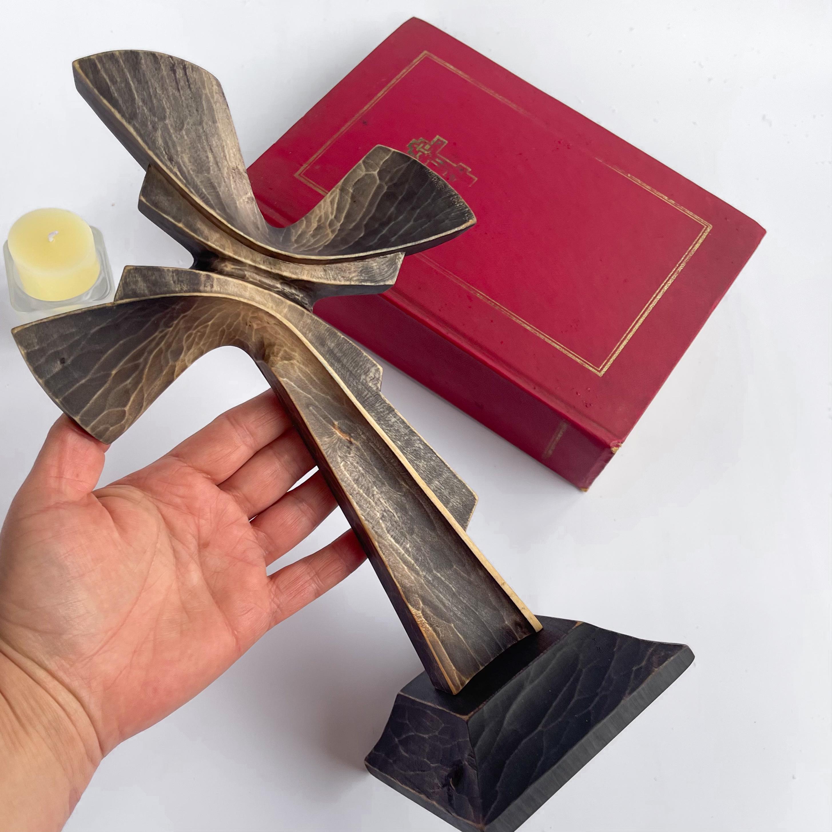 Croce Rustica In Legno Bianco Shabby Con Cuore Di Filo Spinato - Decorazione Religiosa Per Casa, Chiesa O Camera Da Letto - Regalo Spirituale - 5