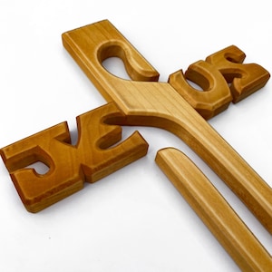 Wooden Wall Cross, Wood Cross Sign, Jesus Name Cross, Large Wall Cross, Wood Jesus Cross, Rustic Hanging Crucifix, Cross Name Wall Art