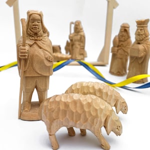 Wooden Nativity Set, Christmas Nativity Scene, Hand Carved Nativity, Nativity Home Table Decor, Large Nativity Scene, Xmas Nativity 11 pcs