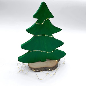 Standing Wooden Christmas Tree, Small Wood Green Trees Cutout, Rustic Tree for Farmhouse, Table Shelf Decor, Painted Christmas Ornament
