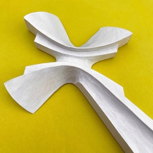 White Wall Hanging Cross for Girl, Crucifix Home Decor, Modern Hand Carved Cross Over Door, Large Wooden Cross, Boho Wall Cross