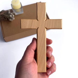 Small Wooden Cross, Solid Wood Christian Cross, Simple Wall Hanging Cross, Wood Religious Gifts, Church Decoration and Spiritual Symbol